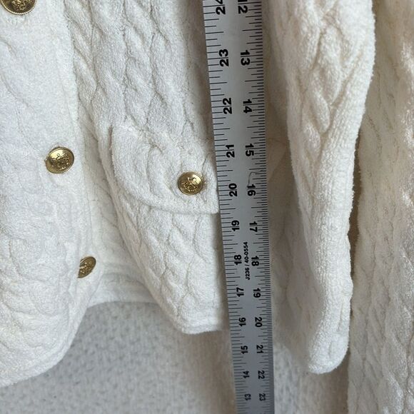 J Crew Odette cable-knit sweater lady jacket in cotton-blend bouclé Small Ivory - Picture 8 of 11